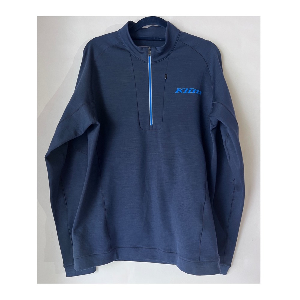 Klim Teton Merino Wool 1/4 Zip Pullover Navy Blue Mens Small 3919-001